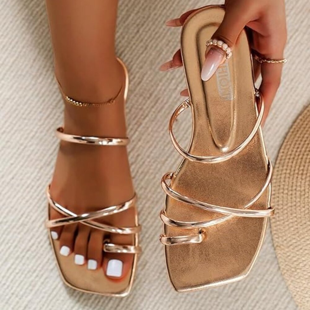 Metallic sparkly woman's sandals